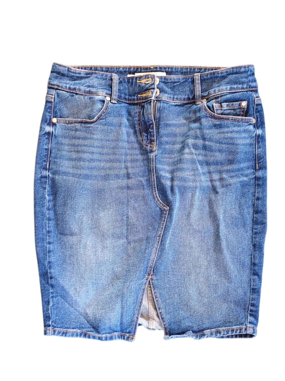 torrid Blue Denim Pencil Skirt with Front Slit